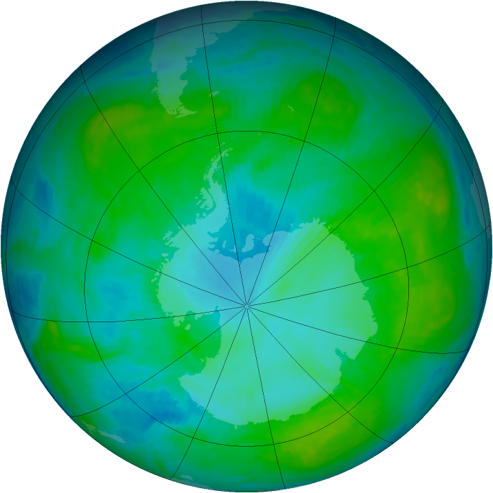 Antarctic ozone map for 15 January 2003